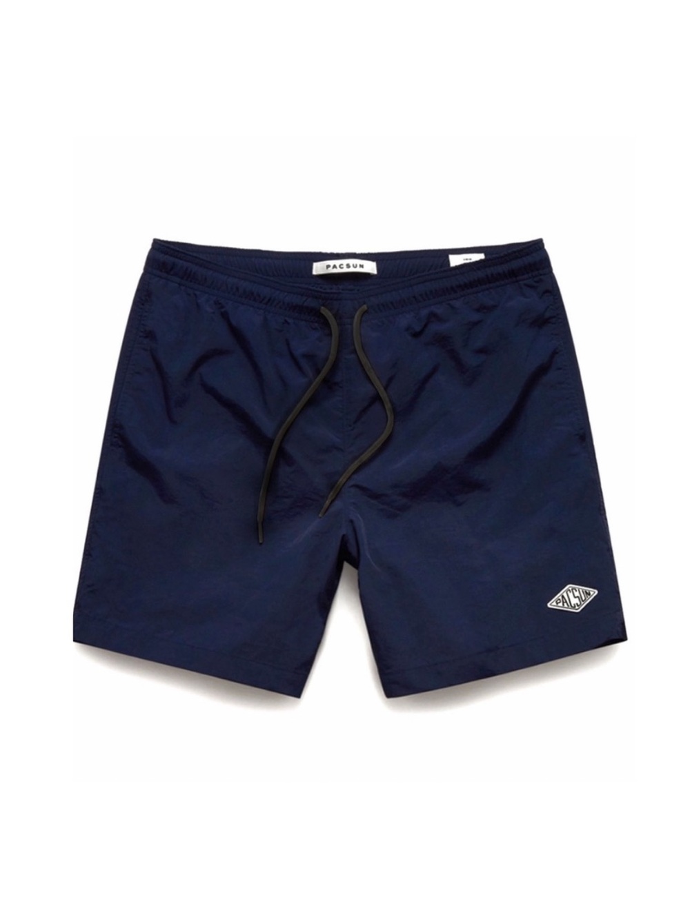 Pacsun Simple Solid Navy Blue 17” Inseam Elastic Waist Swim Trunk Nylon Shorts
